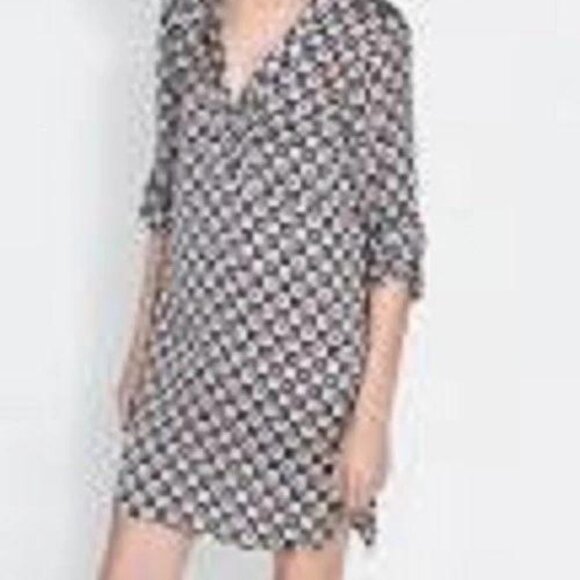 ZARA SILKY BLUE PRINT TUNIC DRESS NWOT XXL - Picture 4 of 15